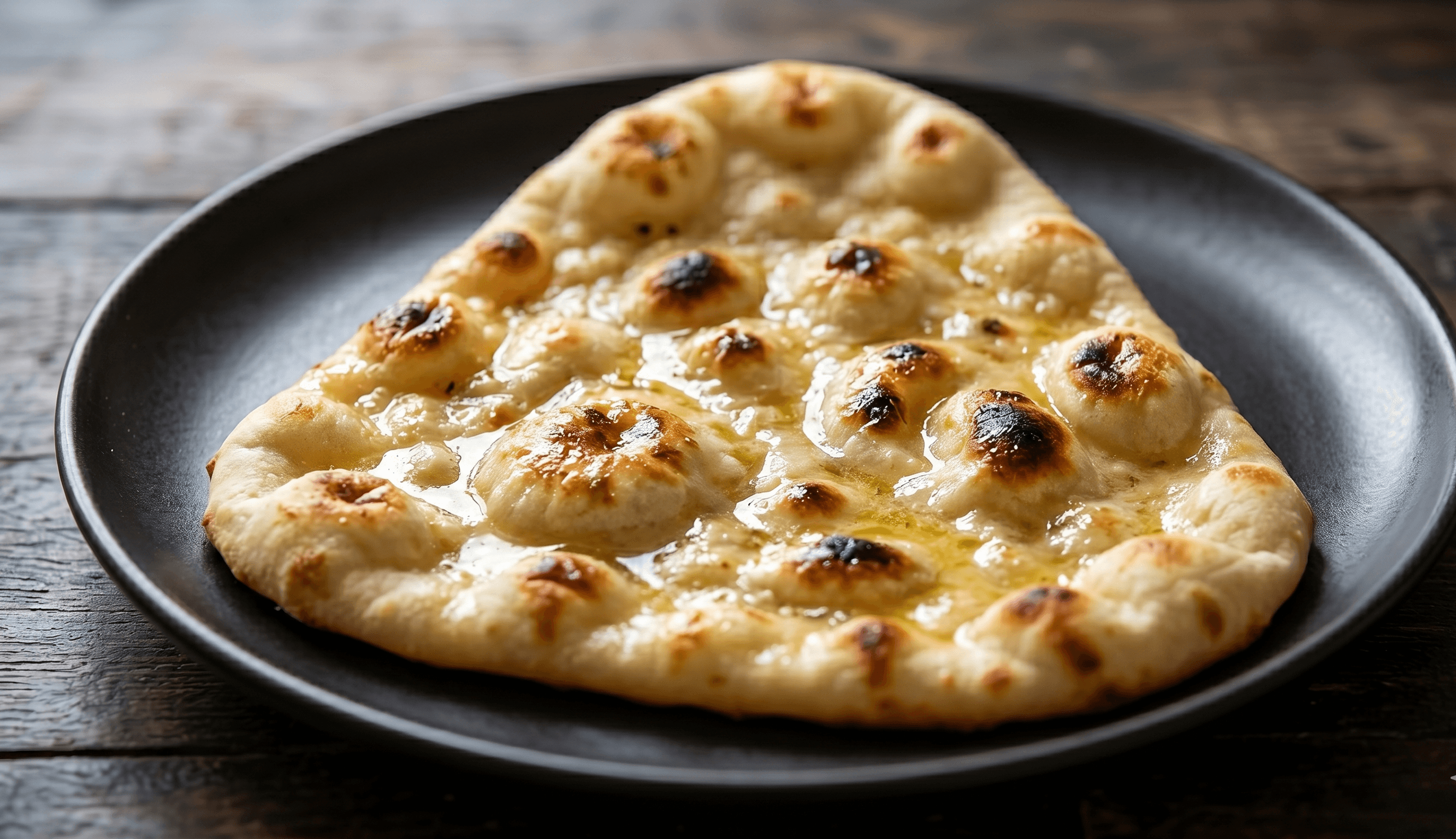 Soft, buttery naan bread fresh from the tandoor