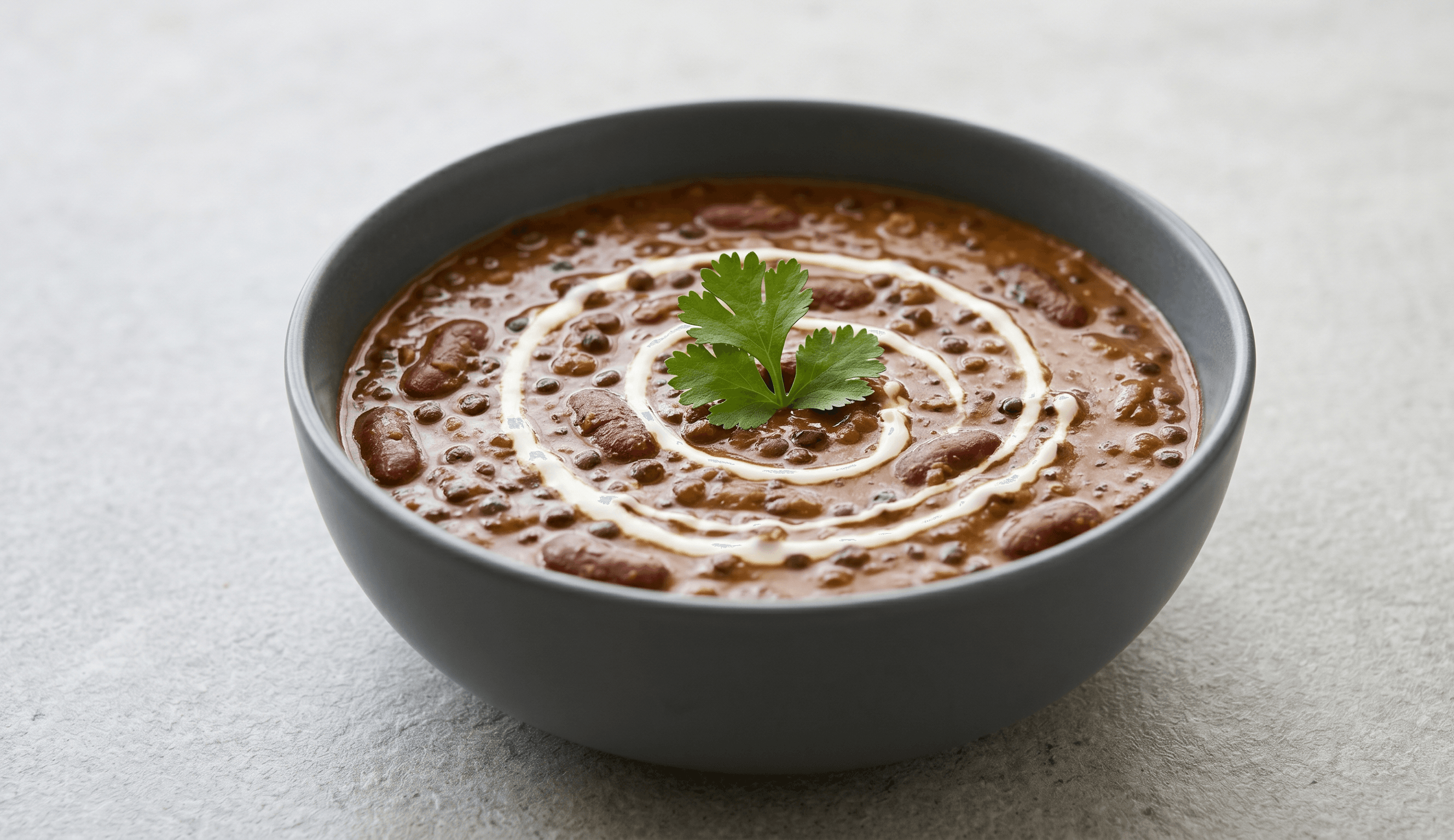 Dal makhani: slow-cooked creamy black lentils finished with butter and cream at Zaika in Victoria, BC